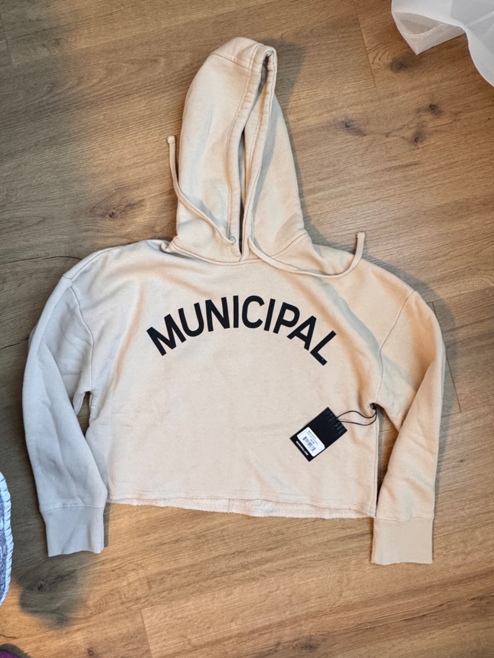 Women's Beige Cropped Hoodie Sweatshirt